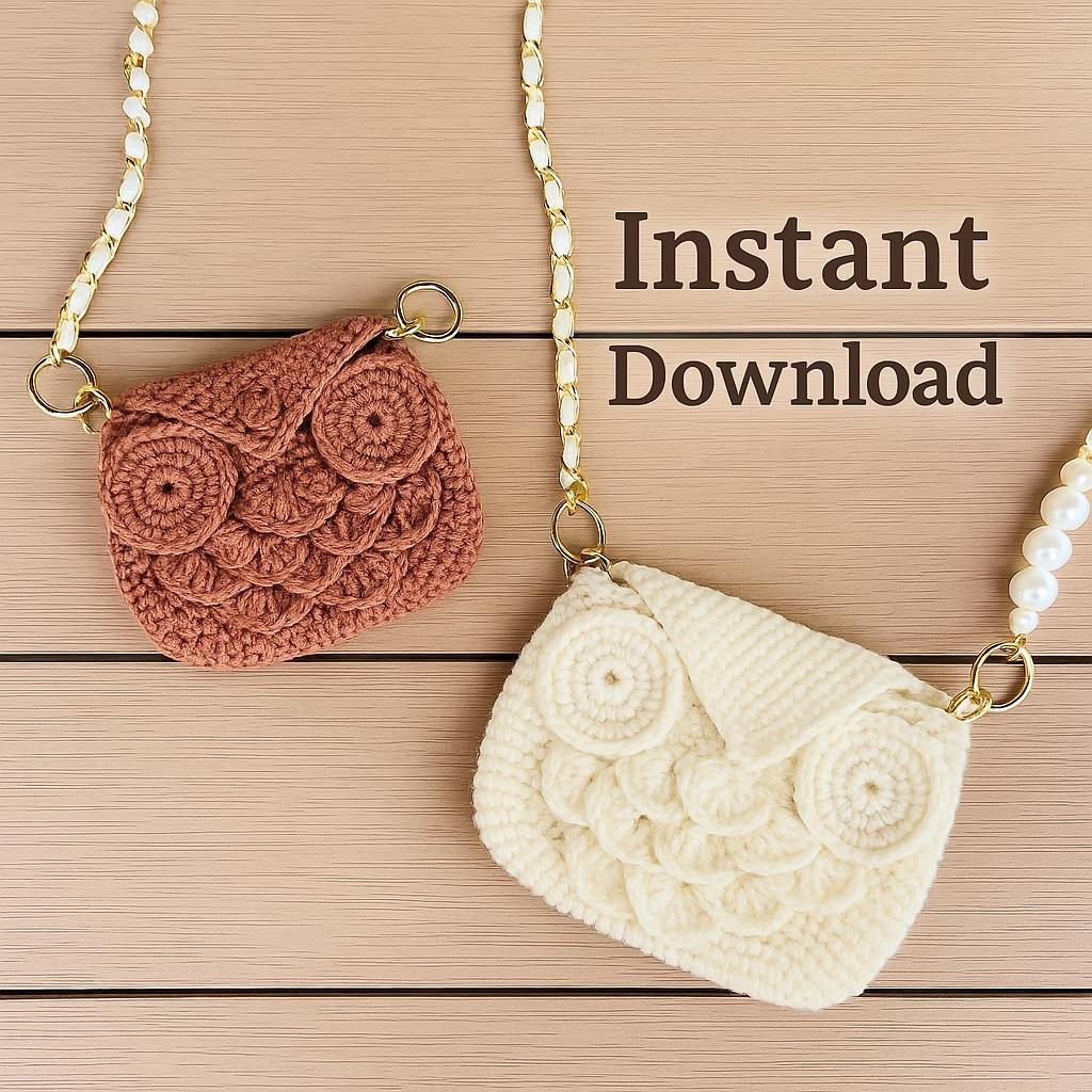 かぎ針編みのフクロウバッグの型紙（PDF）｜アースカラーのクロスボディバッグ｜かわいい動物バッグ｜DIYホリデーギフト｜すぐにダウンロード -  Etsy 日本