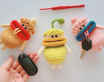モンスターのかぎ針編みパターンPDF | 編みぐるみキーホルダーポーチの