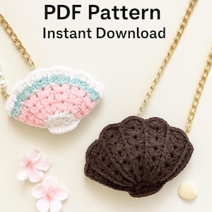 Crochet Seashell Bag Muster | Jakobsmuschel Geldbörse, Clutch oder Umhängetasche (PDF-Muster)