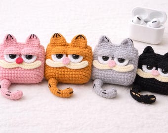 Garfield-Inspired Crochet Earphone Holder Keychain Pattern (PDF Download)