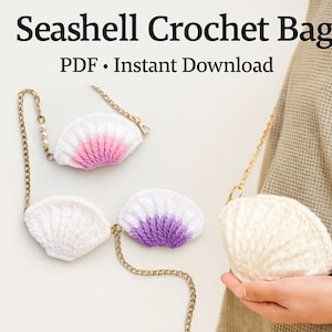 Patrón de bolso de concha a crochet – Mini bolso con punto de concha (Patrón en PDF, descarga digital)