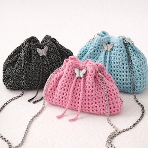 Crochet Evening Bag Pattern – Pearl Chain, Butterfly Clasp (PDF Pattern)