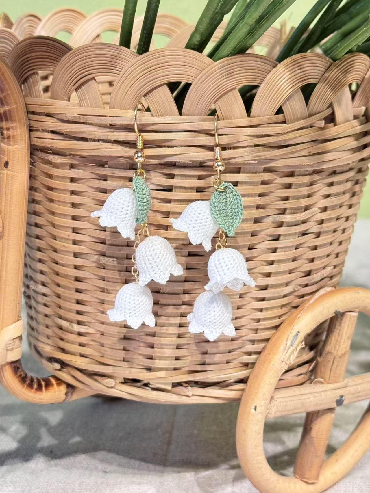 37 Lily of the Valley Crochet Patterns for Elegant Flowers, Gifts, and Home Decor 5 Micro Crochet Lily of the Valley Earrings: Floral Dangle