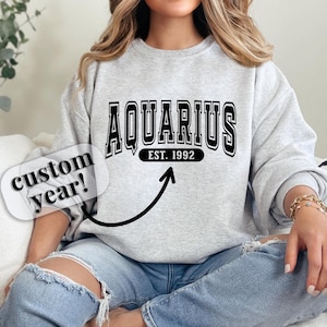 Benutzerdefinierte Wassermann Sweatshirt Luftzeichen Shirt Astrologie Shirt Wassermann Zeichen Astrologie Geschenk Sternzeichen Sternzeichen Zeichen Sweatshirt Geburtstagsgeschenk