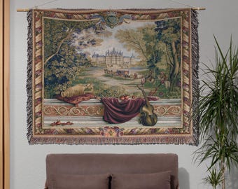 Verdure au Château Woven Tapestry Blanket, The Royal Palace French Wall Tapestry, The Months (September) Tapestry, Home Room Wall Decor