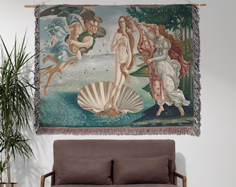 The Birth of Venus Woven Tapestry Blanket • Botticelli Renaissance Mythology Home & Wall Decor