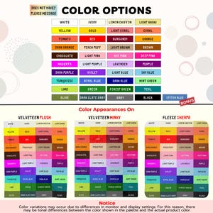40 color options: White, Ivory, Lemon Chiffon, Light Khaki, Yellow, Gold, Light Coral, Coral, Tomato, Red, Burgundy, Orange, Dark Orange, Peach Puff, Light Brown, Brown, Chocolate, Light Pink, Hot Pink, Deep Pink, Magenta, Light Purple, Lavender, Purple, Dark Purple, Violet, Light Blue, Sky Blue, Turquoise, Royal Blue, Dark Blue, Mint Green, Lime, Green, Forest Green, Teal, Olive, Dark Slate Gray, Gray, Black