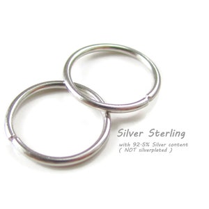 Artisan Made by Hand Silver Earrings Silver Small Hoop Earrings for Sensitive Ear Metal Allergies, Handmade in Coastal Virginia, Choose Size image 4