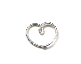 Artisan Handmade Daith Heart Earring fits Daith Cartlage Piercing, Single ( 1 ) Heart Earring, In Gold, Silver, Niobium, Titanium