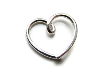 Silver Daith Heart Earring for Daith Helix, Single ( 1 ) One Piece