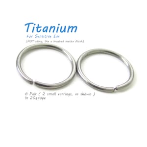 Artisan Made by Hand Titanium Earrings Titanium Small Hoop Earrings for Sensitive Ear Metal Allergies, Handmade in Coastal Virginia image 1