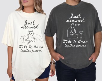 Just Meowied Newlywed Shirt: Comfort Colors Honeymoon Matching Set