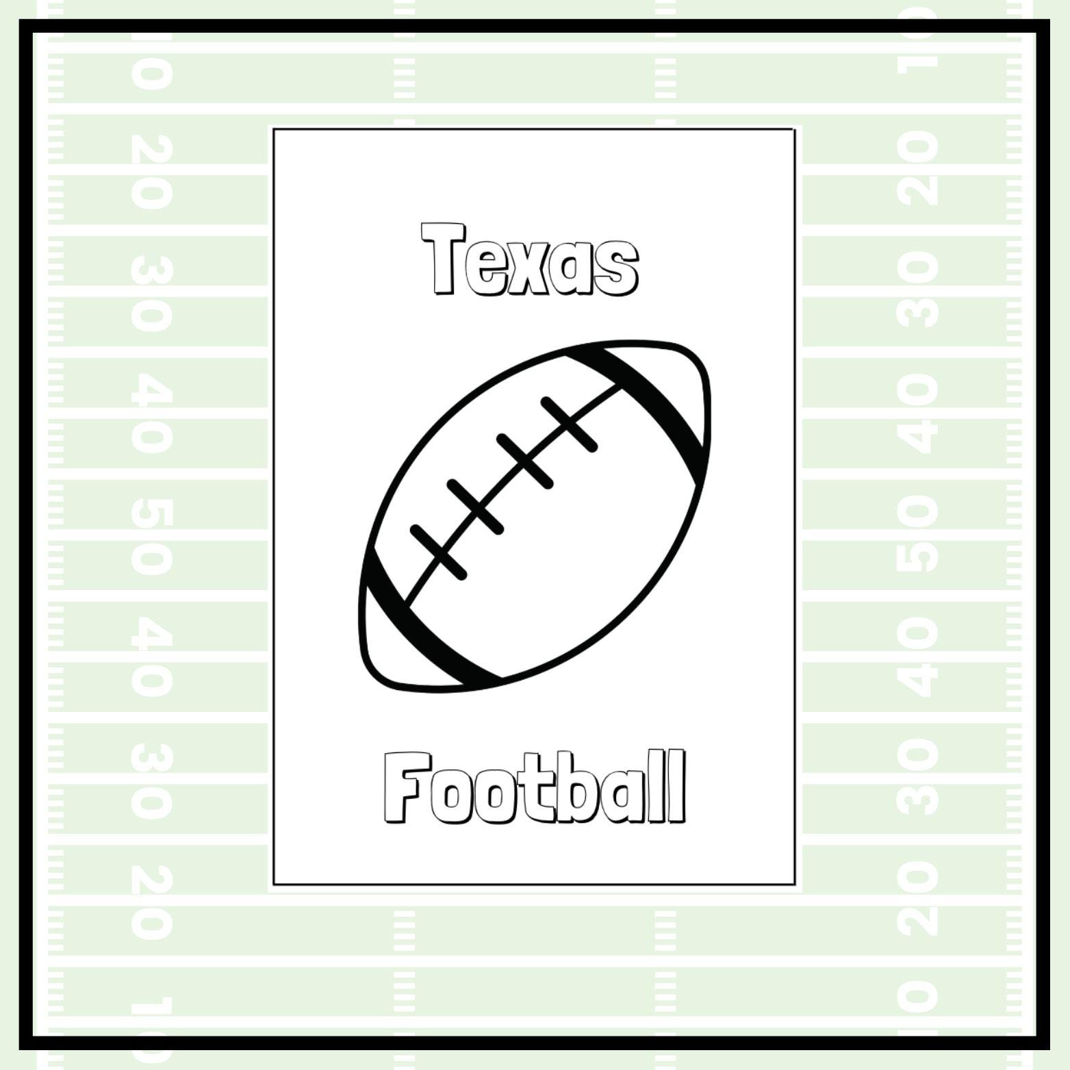 Texas Football Coloring Page Football Coloring Worksheet Printable ...
