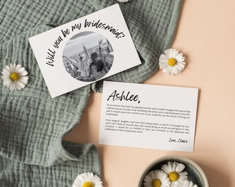 Karta oświadczyn dla druhny • Czy zostaniesz moją druhną • Karta informacyjna dla druhny • Infografika dla panny młodej • Oświadczyny dla panny młodej • Edytowalny szablon Canva