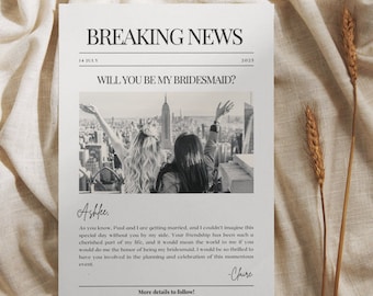 Karta oświadczyn dla druhny • Czy zostaniesz moją druhną • Karta informacyjna dla druhny • Infografika dla panny młodej • Oświadczyny dla panny młodej • Edytowalny szablon Canva