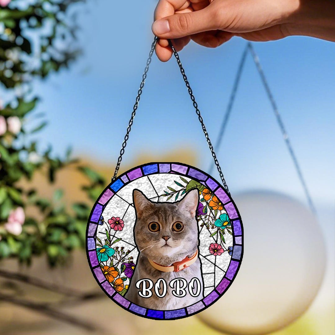 Rainbow Bridge Suncatcher - Personalized Pet Memorial, Stained Glass ...
