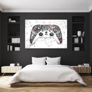 Gamer Graffiti Art Controller Digitaldruck – Gaming Wandkunst Dekor