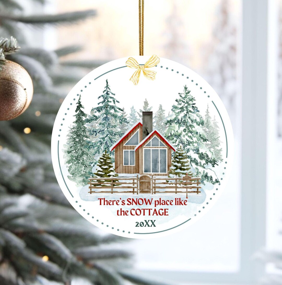 Cottage Christmas Ornament. There's Snow Place Like the Cottage. Metal ...