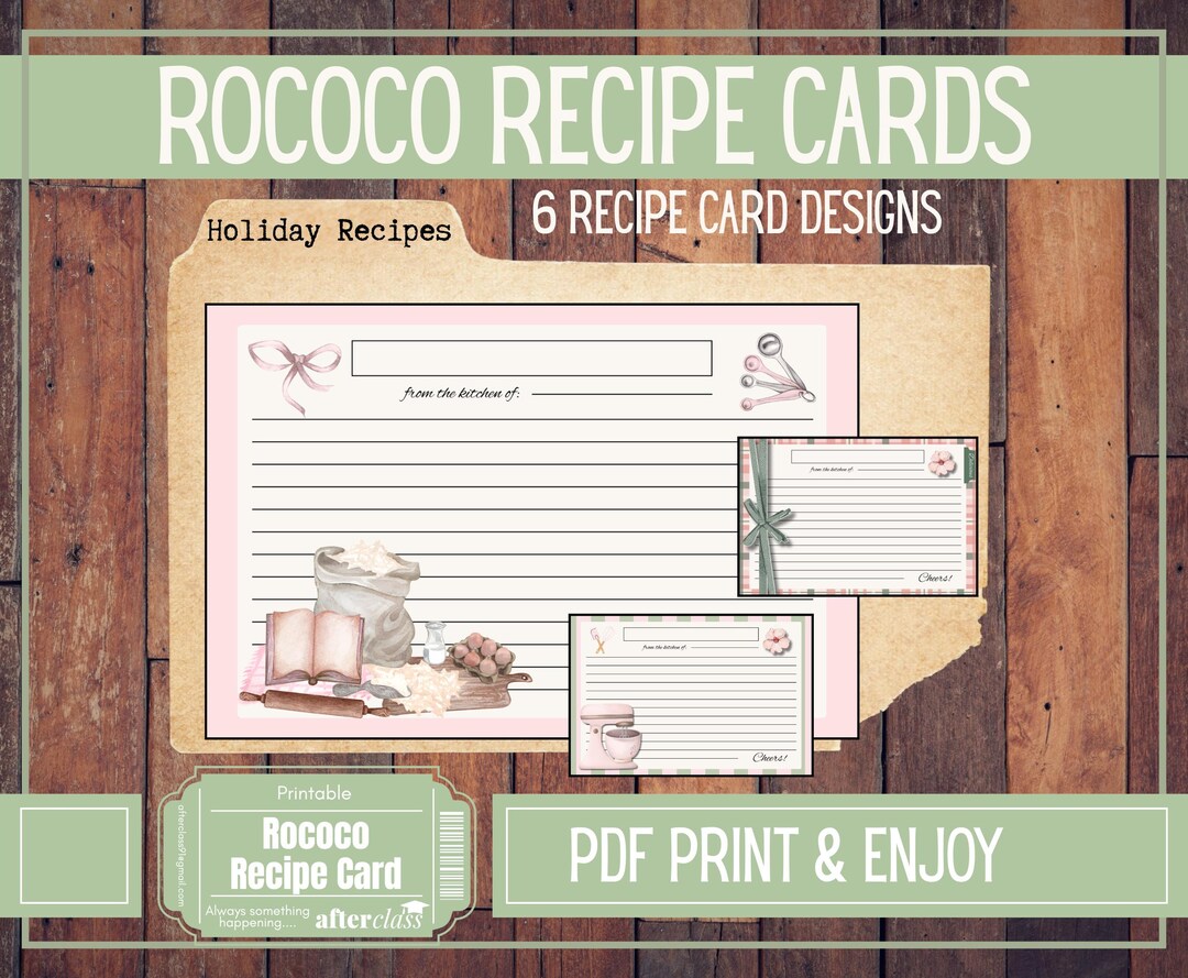 Rococo Recipe Cards • Printable Family Recipes (digital PDF) - Etsy
