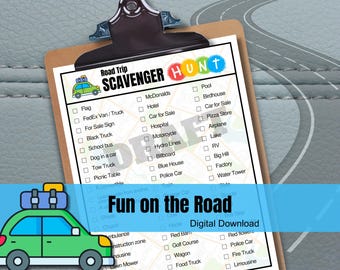 Road Trip Scavenger Hunt: Family Travel Game (Digital Download)