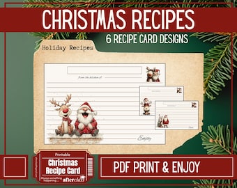Tarjetas de recetas navideñas • Imprimibles para las fiestas (PDF)