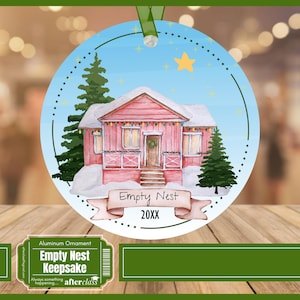 Empty Nest Personalized Ornament: Aluminum Keepsake Bauble, Cottage Design