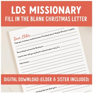 Carta de Navidad para completar los espacios en blanco de un misionero mormón