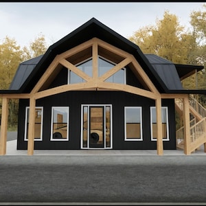 Modern ADU House Plan, 2 Bedroom, 3 Car Garage (PDF Download