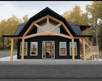 Plan de maison moderne ADU, 2 chambres, garage 3 voitures