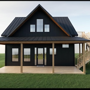 Tiny House ADU Plan: 1 Bed, 1.5 Bath, 2-Car Garage (PDF Downloadable Plan Set)