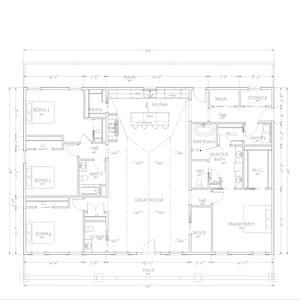 Modern Gambrel Barndominium Plan: 2,400 (living) Sqft-4 Bed- 2.5 Bath-Office (Updated) image 9