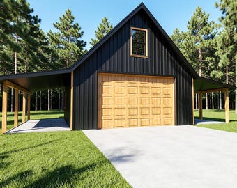 Plan de construction du garage pour 2 voitures avec abris d'auto (45 pi x 25 pi)