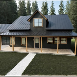 Modern Farmhouse Floor Plan: 3 Bed, 2 Bath, 2-Car Garage (PDF Downloadable Plan Set)