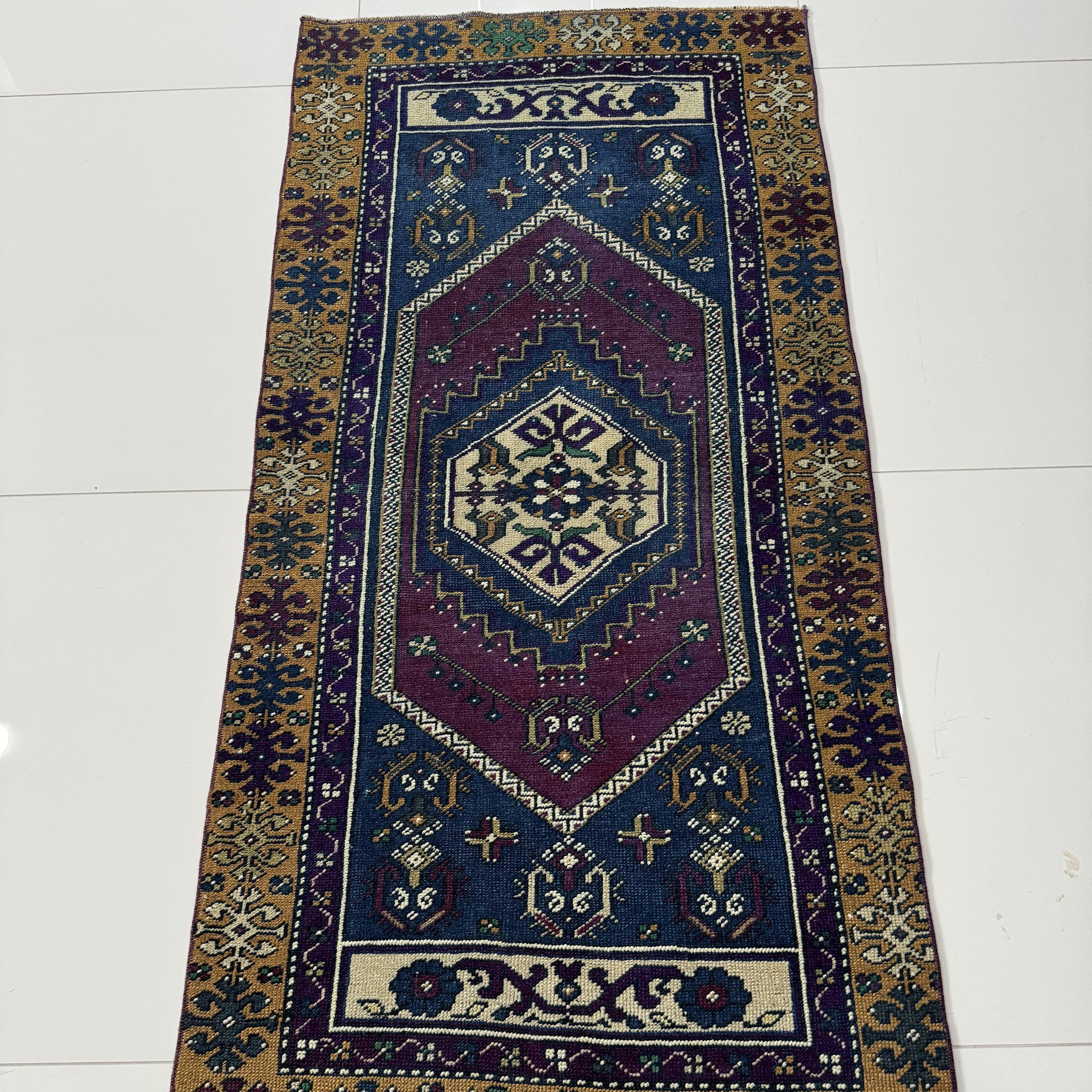 ランナー63×204 ✳︎キャラメルベージュ　リバーシブル　トルコヴィンテージラグ 16.jpg