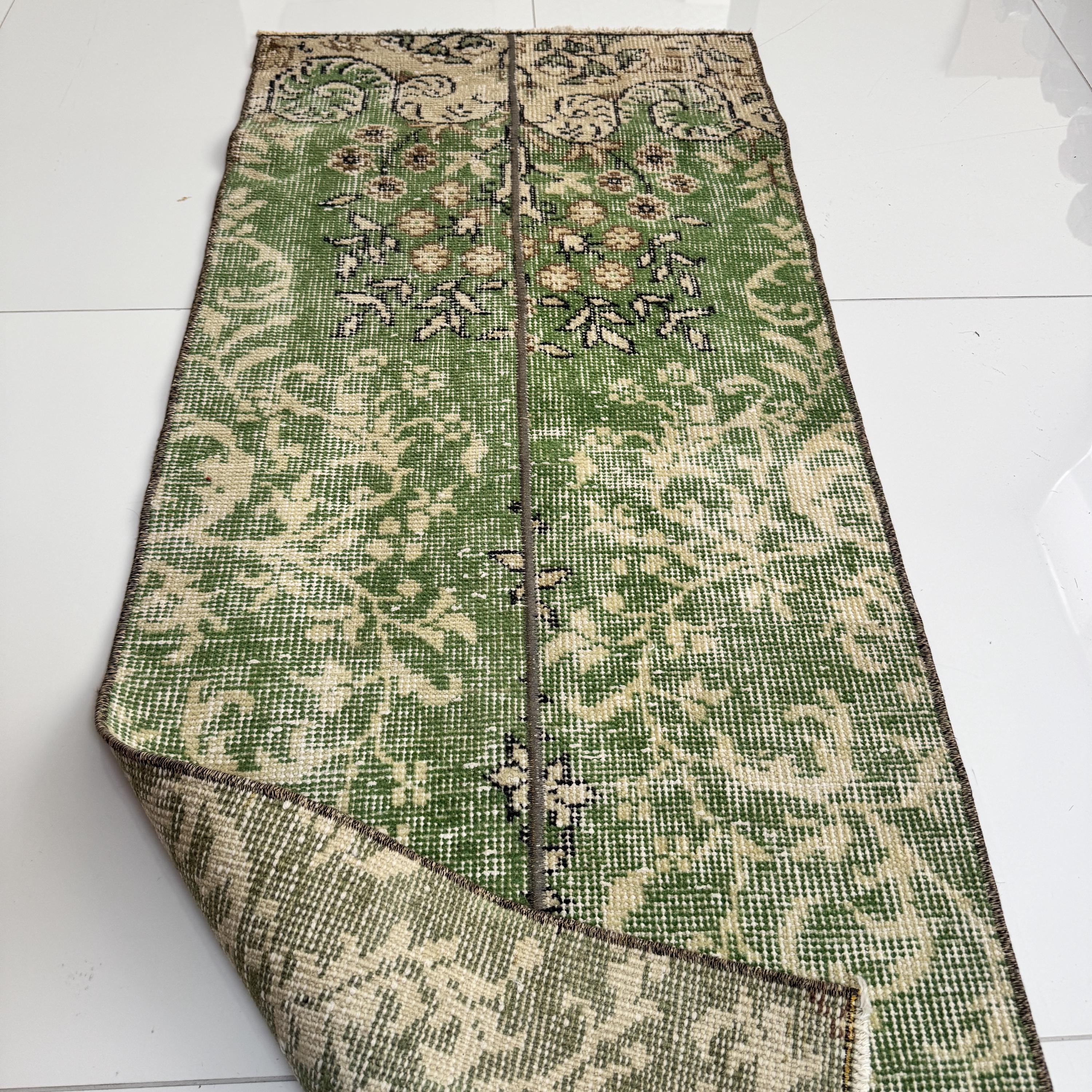 2x4 フローラル ヴィンテージ ラグ、2x4 グリーン ベージュ ブルー