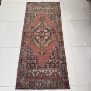 2x6 Oushak Runner Rug, 2x6 Vintage Turkish Rug, Red Beige Black Oriental Runner, Handmade Soft Wool Runner, Living Room Bathroom Kitchen Rug