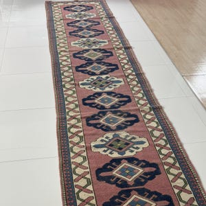 3x15 Long Vintage Turkish Soft Wool Geometric Oushak Hallway Runner Rug