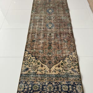 Tappeto da corridoio in lana 3x10, tappeto orientale vintage 3 x 10 piedi, tappeto turco antico, tappeto per soggiorno, camera da letto, corridoio, cucina, ingresso, tappeto fatto a mano