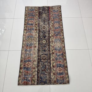 2x4 Vintage Accent Rug, 2x4 Turkish Wool Rug, Oushak Door mat Rug, Oriental Handmade Rug, Beige Blue Red Rug, Bathroom Kitchen Bedroom Rug