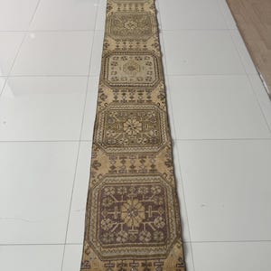 2x10 Runner Rug, 2x10 Floral Vintage Runner, Beige Blue Brown Turkish Carpet, Handmade Wool Rug, Hallway Kitchen Entryway Bedroom Runner