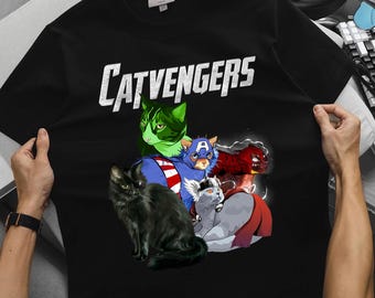 Catvengers Cat Avenger Men's T Shirt Assemble Lover Pet Cute Shirt, Cat Avengers T-Shirt – Cute Super hero Cat Parody Tee