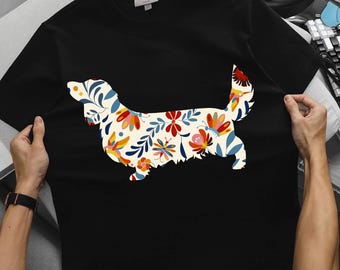 Long Haired Dachshund Cottagecore Shirt, Wildflower Doxie Mom Tee, Floral Wiener Dog Lover Gift, Rustic Nature Dog Tshirt, Sausage Dog Tee