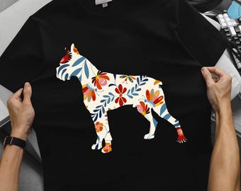 Boxer Cottagecore Shirt, Wildflower Boxer Mom Tee, Floral Boxer Dog Lover Gift, Nature-Inspired Dog Tshirt, Vintage Rustic Boxer Art Tee