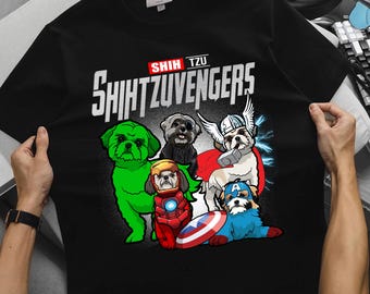 Marvel Shih Tzu Avengers Shirt, Funny Superhero Dog Lover Tee, Marvel Parody Shih Tzu T-Shirt, Gift for Dog Mom Dad, Cute Pet Owner Shirt