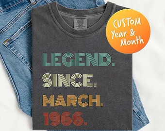 Comfort Colors® Legend Since 1966 Shirt, 60th Birthday Gift, Funny 60th Bday Tshirt, Personalized Birthday Gift, Vintage 1966 Graphic Tee