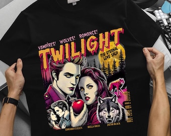 Retro Vintage Vampires Wolves Romance Digital Download, Vampires Wolves Romance Png, Shirt Design, Twilight Art