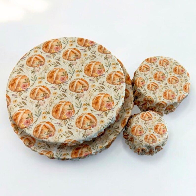 Vintage Floral Sourdough Reusable Jar Bowl Covers | Cute Baking Gift | 100% Cotton | Washable | Starter Cover Lid Kit