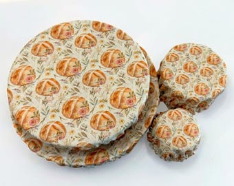 Vintage Floral Sourdough Reusable Jar Bowl Covers (4 Pack) | Cute Baking Gift | 100% Cotton | Washable | Starter Cover Lid Kit