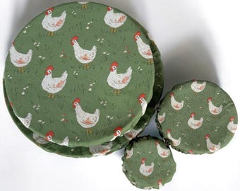 Chickens Jar & Bowl Covers (4 Pack)