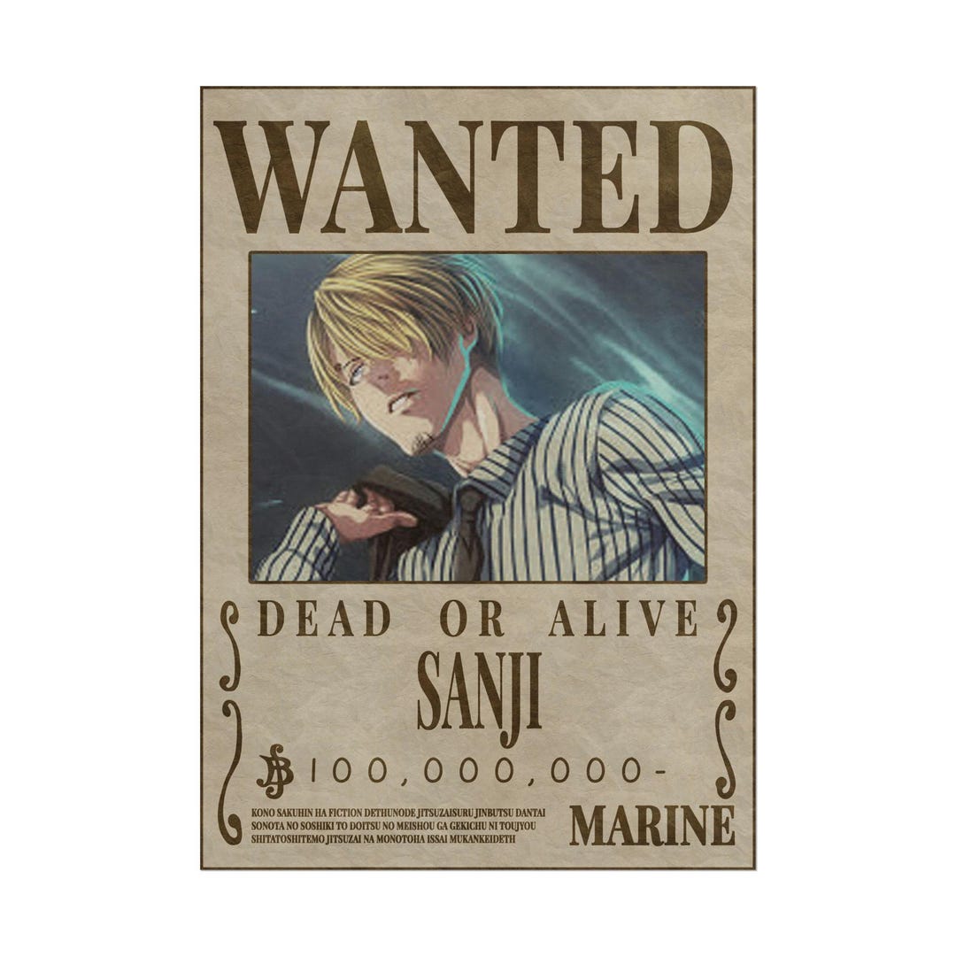 One Piece Sanji Wanted Poster - Etsy